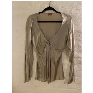Silk Charmeuse Champagne color twist front blouse